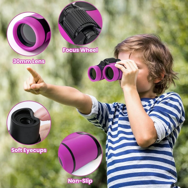 DR ANISON Binoculars for Kids Toy Binoculars Set for Age 3-12 Years Old Boys Girls Outside Play, Bird Watching, Camping, Educational Learning, Birthday Presents - Image 2